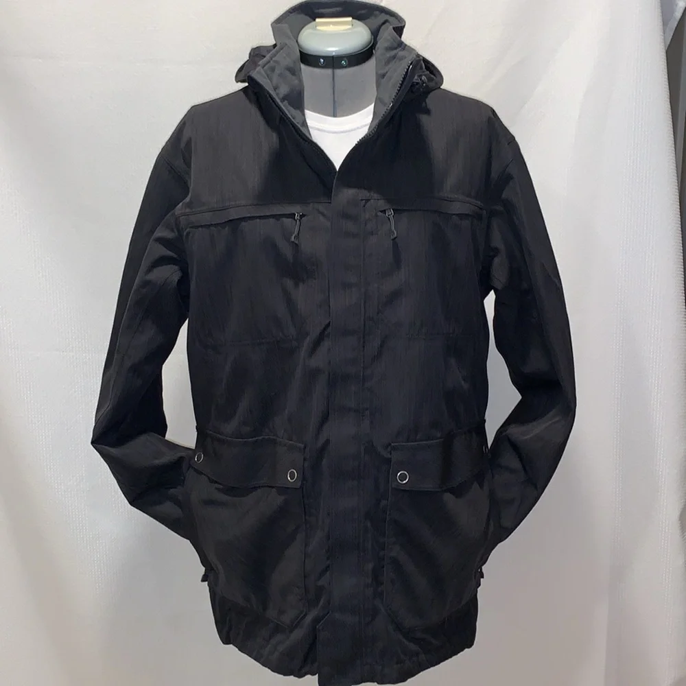 REI Elements Co-Op winter jacket black with removable hood - Picture 1 of 10